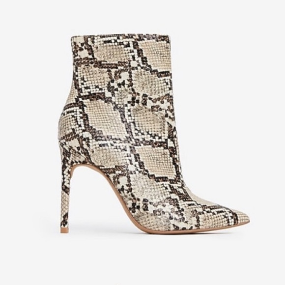Express Snakeskin Stiletto Ankle Booties 8 - Picture 1 of 7